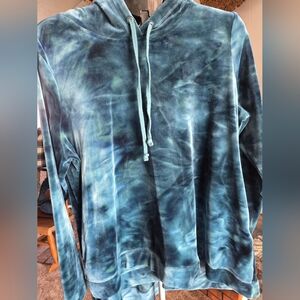 Woman's Teal Blue Velvet Hoodie